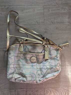 Coach Pink Multi Signature Crossbody Tote with Gold Accents